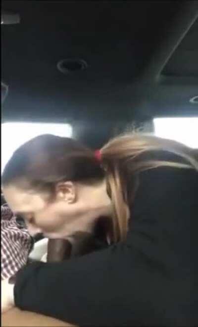 College slut sucks thick bbc in front of frat house