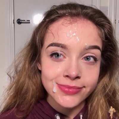 Cute girl gets messy