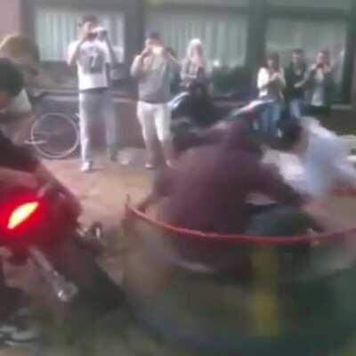 A guy got hit on his head while doing this