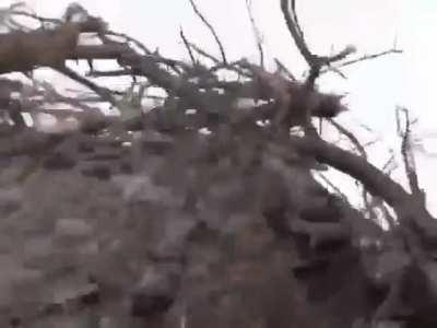 Ukrainian soldier trying to repel the Russians' attack at the Ukrainian positions