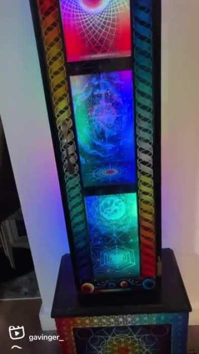 Hand painted grandfather clock with a music reactive lighting system