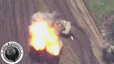 ru pov: Russian Lancet drones hitting Ukrainian tank - Bakhmut