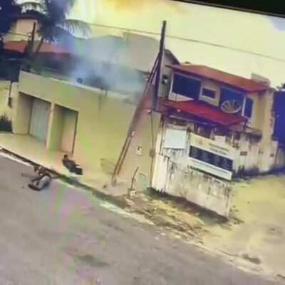 Throwing things at a live electric line.