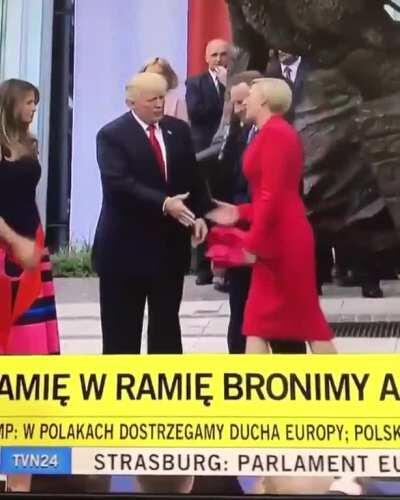 First lady of Poland leaves Trump hanging.