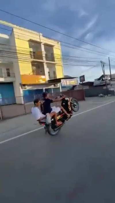 HMFT after doing wheelie on a public road.