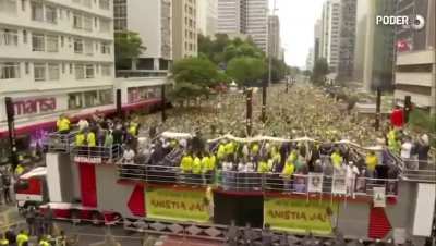 Bolsonaro turning to English in the middle of a rally in Brazil yesterday so 'the world can understand his message' – 