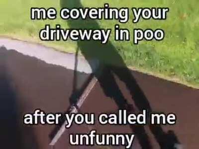 Guy covers entire driveway with poo
