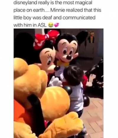 Minnie Communicates to Child in ASL at Disneyland!