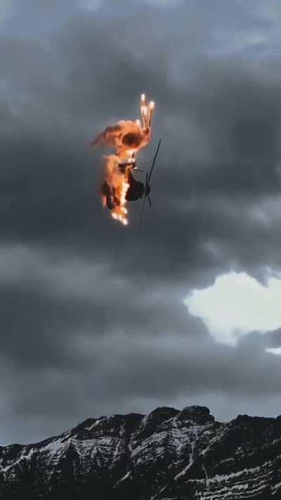 Super Puma launching flairs