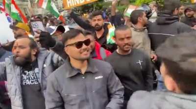 Indians protest in front of the Pakistani embassy in the UK in response to the terror attack earlier this week