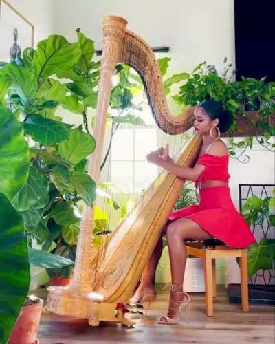 Classically trained harpist Madison Calley