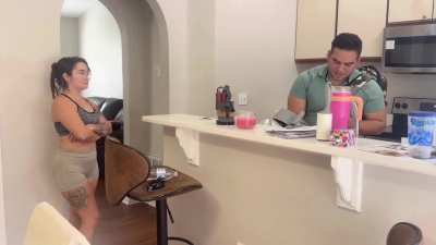 Short Bratty Step Sister Bunny Fae Makes Step Bro Kiss &amp;amp; Suck her Tongue | Countertop Kissing