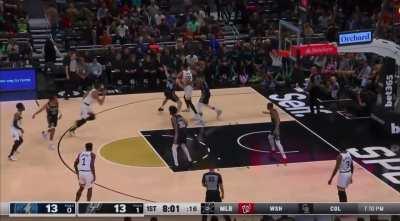 [Highlight] KAT hits Gobert with the fancy pass, and Gobert finishes through contact.