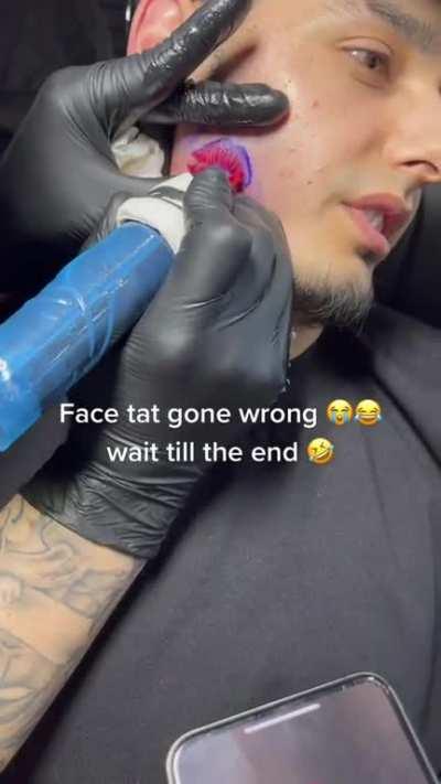 Face tattoo gone wrong
