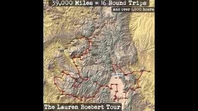 [OC] Politics Thursday: Lauren Boebert reimbursed herself in 2020 for roughly 39,000 miles traveling in her car. This shows that she could have visited every town in her district 16 times, spending over 1000 hours driving.