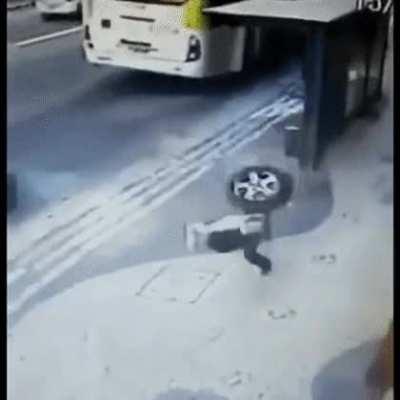 Poor woman got hit from behind