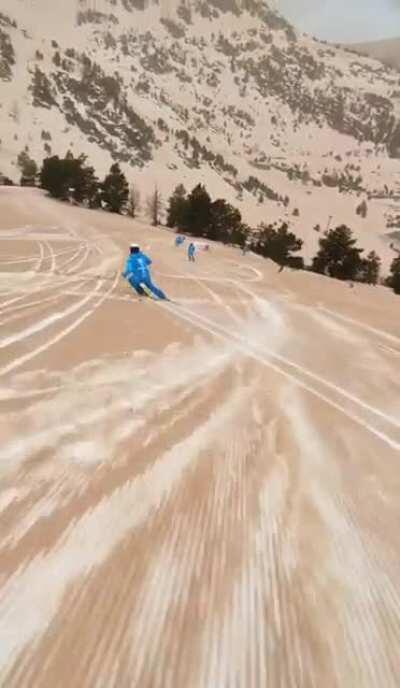 Skiing in Andorra after a dusting of saharan sand