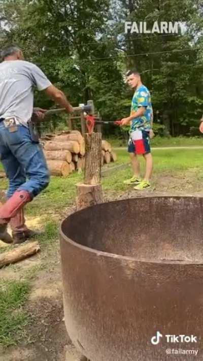 [WCGW] Using a sledgehammer on a stuck axe