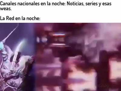 Canales de televisión en la noche be like