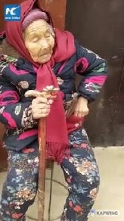 I was told that this belongs here so here is an 84-year-old daughter getting candy from her 107-year-old mother.