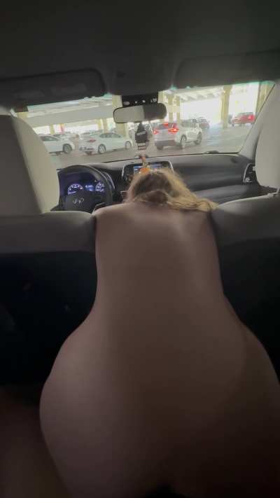 They have no idea I’m taking a creampie as they drive by