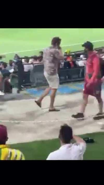 Aussie bloke over estimates his drinking ability while at the cricket..