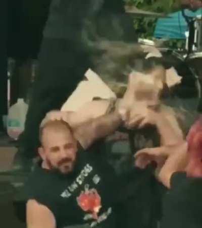 WTF? Dude sipping a beer!