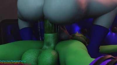 Futa Raven riding Futa Beast Girl (Pixel-Perry) [DC]