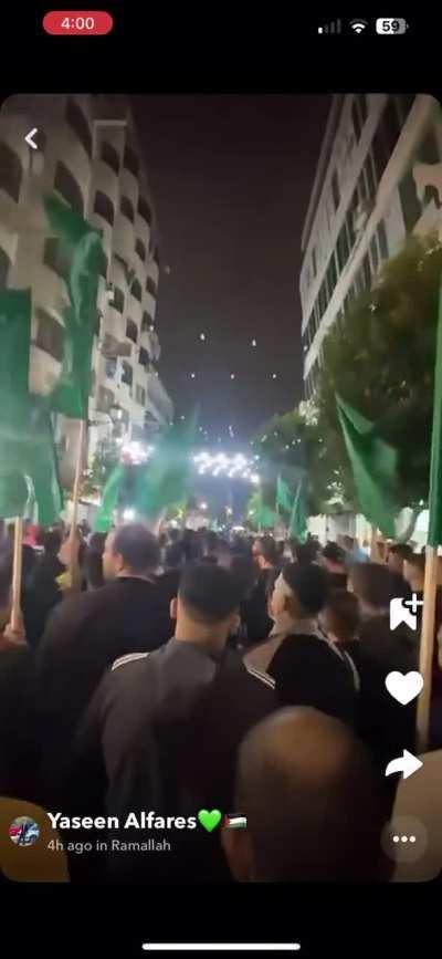 Pro Hamas rally in fatah controlled West Bank