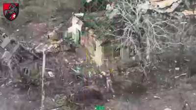 Ukraine's 155th Mechanized Brigade 1st Battalion shows how drones and infantry work together, repelling a Russian infantry attack on a ruined neighborhood in the Povrovsk direction using munition drops and small arms fire. Apr. 10, 2025