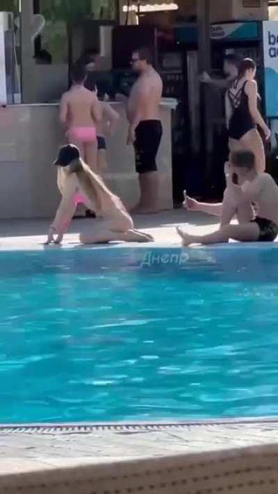 Twerking for a video at the public pool