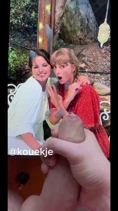 Selena Gomez and Taylor Swift cum tribute (full video and all my other tribute are on my telegram Chanel link on my profile)