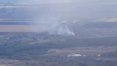 Upscaled resolution of a previously posted video, with an updated location of the downing of this Su-30. Kharkiv region. 24/September/2022.