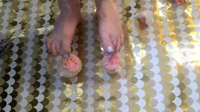 look at me stomping on two cupcakes