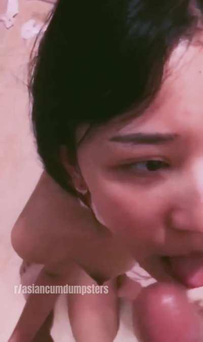 Asian Chick gets Cum Splooged