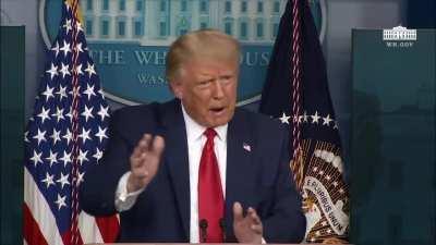 Trump answers question about his COVID-19 recovery.