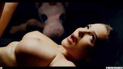 Hot brunette with huge Natural TITS having an orgasm