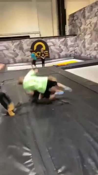 Always watch where you're walking especially at a trampoline park