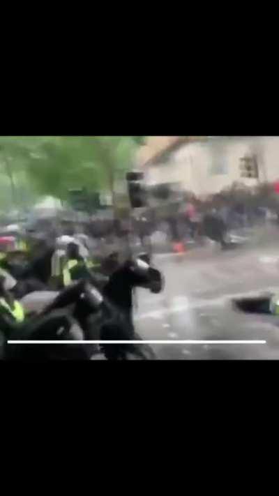 OUCH! A police officer was thrown from their horse during #blacklivesmatter protest in London.