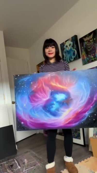 Somewhere at Irion Nebula, what do you think? I made this for my IG Reel, although I feel too self-conscious. 36 x 24 x 1.5 inches, oil on stretch canvas.