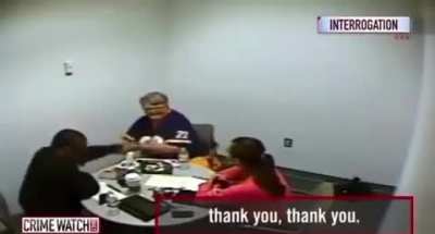 In 2014, Cynthia Cdebaca shot her son-in-law Geoward Eustaquio fifteen times. This is her reaction to being informed that he was dead.