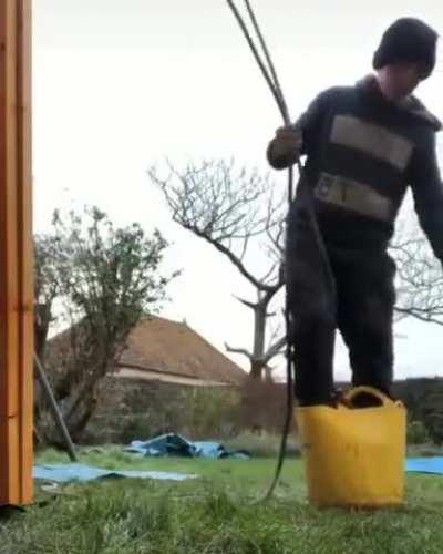 Pulling yourself up in a bucket