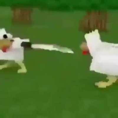 Rinha de galo no Minecraft kkkkkkkkkk