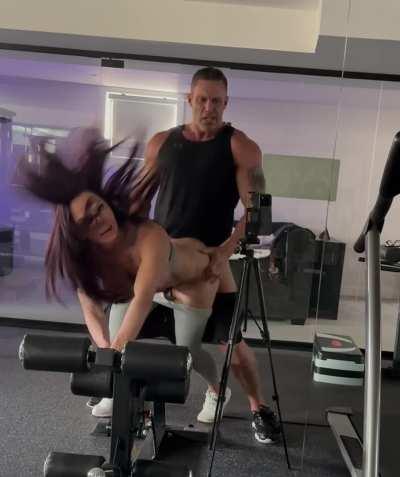 My husband surprised me with a private gym training session with a hot trainer. He said have fun and if you can video some of the session for him. So I did. He was happy.