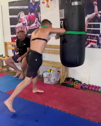 Jonathan Haggerty working his inside game one week before his title fight against Superlek