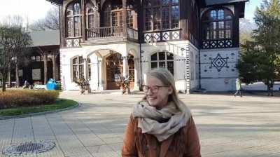 I was a little embarrassed, because the couple caught me, and after all, I am a modest and shy nerd, only that with big boobs.