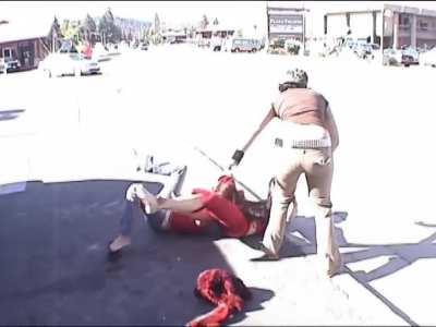 Girls brawling outside shop