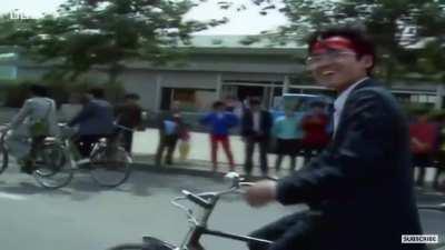 Student on his way to Tiananmen Square protest in 1989.