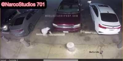 2 Dudes Have A Standoff In Front Of Gas Station Store After An Alleged GTA! Shoot out goes bad for one man (AR Vs Pistol).. the guy with the pistol is the aggressor.