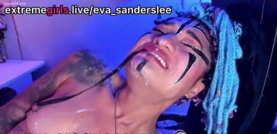 Fishing in stomach with dildos 